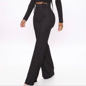 Fashion Nova High Waisted Black Pinstripe Dress Pants